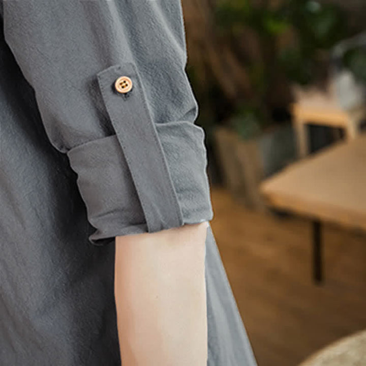 Buddha Stones Lente/Herfst Casual Minimalistische Effen Herenkimono - image 14