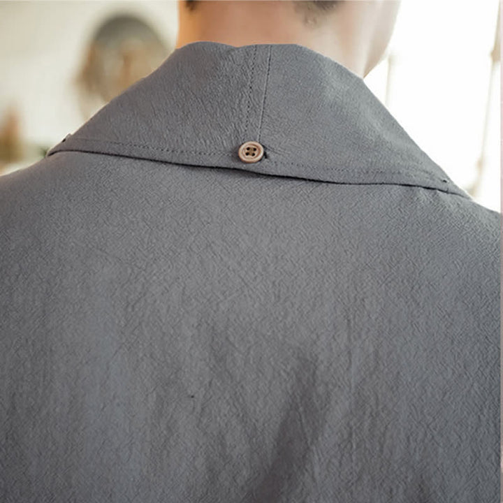 Buddha Stones Lente/Herfst Casual Minimalistische Effen Herenkimono - image 11