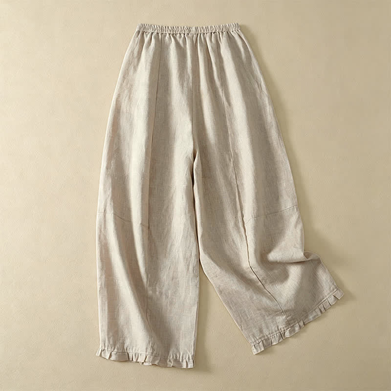 Buddha Stones Lente/Zomer Basic Eenvoudige Enkellengte Enkelbroek Dames Rechte Pijp Broek met Zakken - image 1