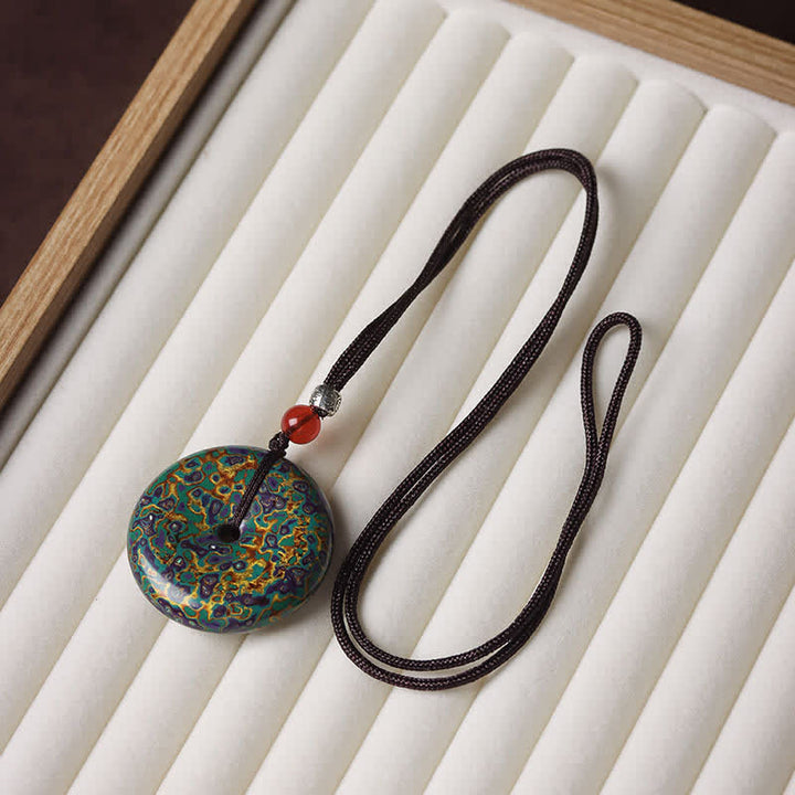 Buddha Stones Halsketting met vredesgesp en gevlochten Ketting - Groen kleurenschema met willekeurig patroon - image 6