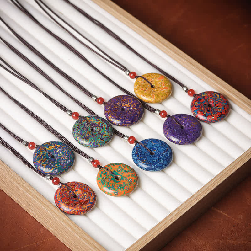 Buddha Stones Halsketting met vredesgesp en gevlochten Ketting - image 0