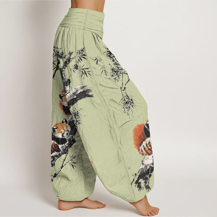 Buddha Stones Dames harembroek met elastische Taille en print van katoen, bamboe en rode panda - image 6