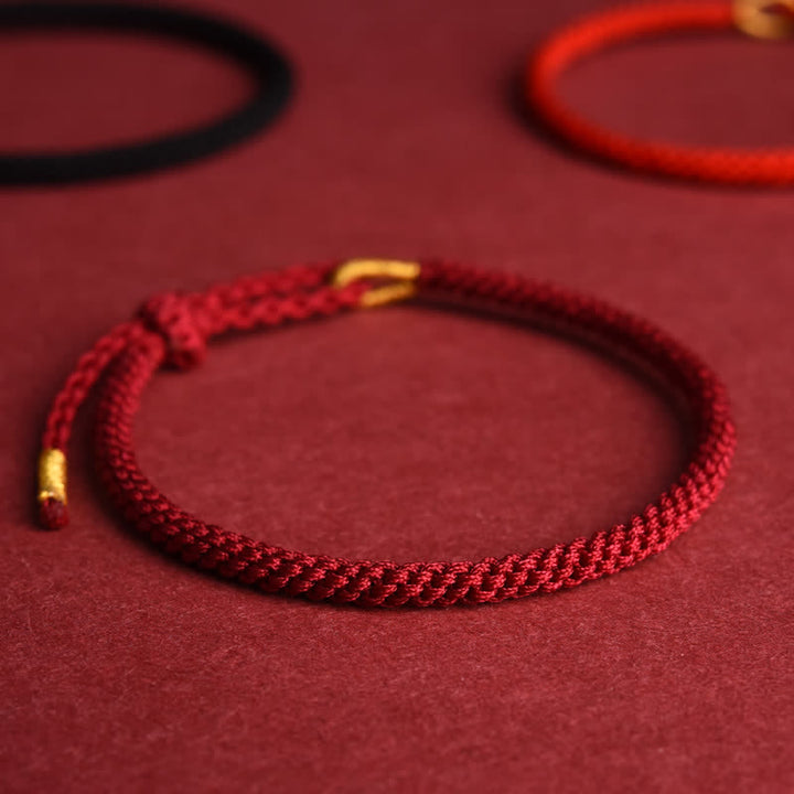 Buddha Stones Rode, handgeweven, verstelbare Armband - Donkerrood - image 0