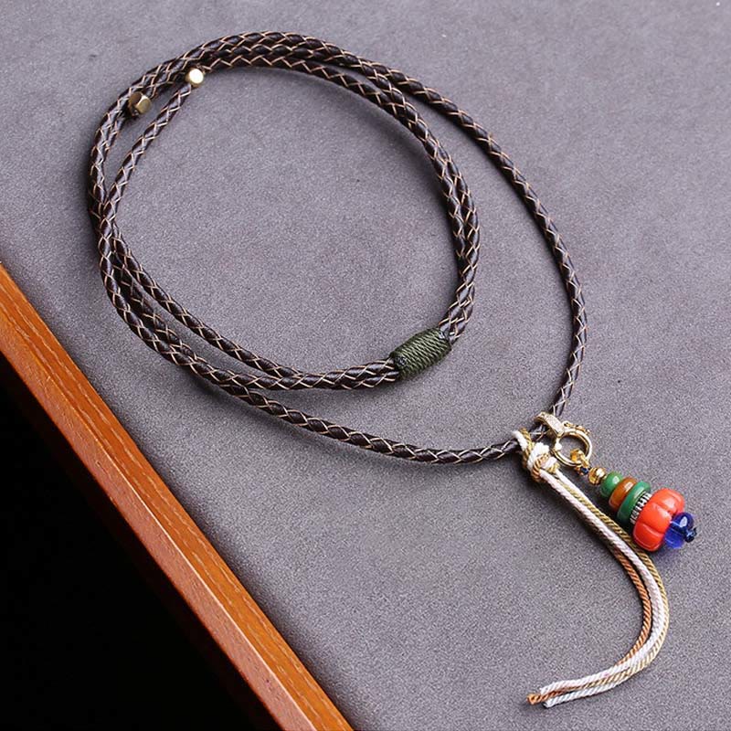 Buddha Stones Mani Stone Heap Design Liuli Bead Tibetaanse beschermingshanger Ketting - image 1