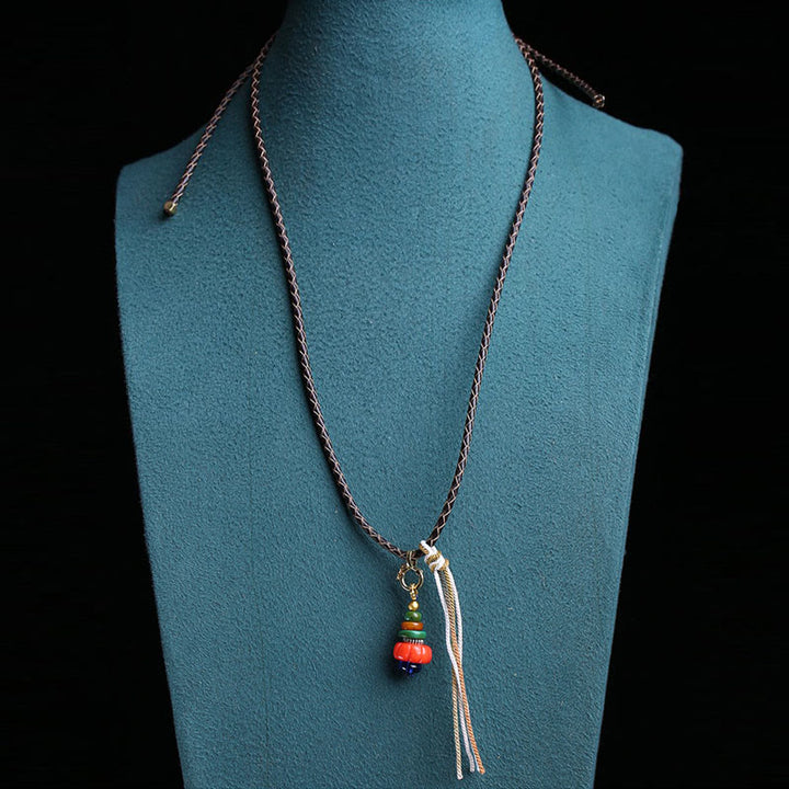Buddha Stones Mani Stone Heap Design Liuli Bead Tibetaanse beschermingshanger Ketting - image 5