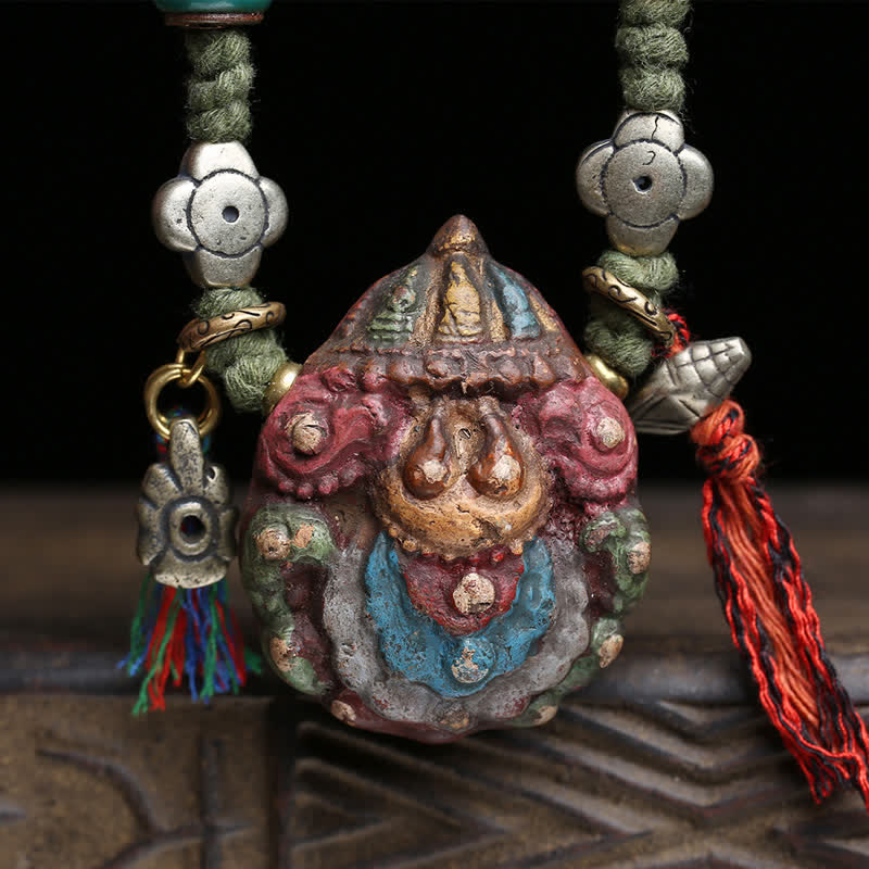 Buddha Stones Tibetaanse beschilderde Tsa-tsa gesneden kwast hanger Ketting - image 1