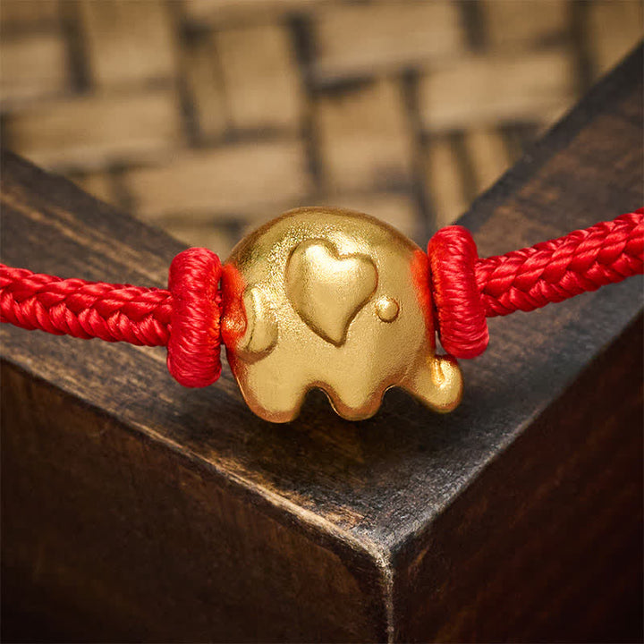 Buddha Stones Rode Armband met olifantje en koperen bescherming - image 3