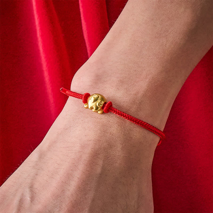 Buddha Stones Rode Armband met olifantje en koperen bescherming - image 4