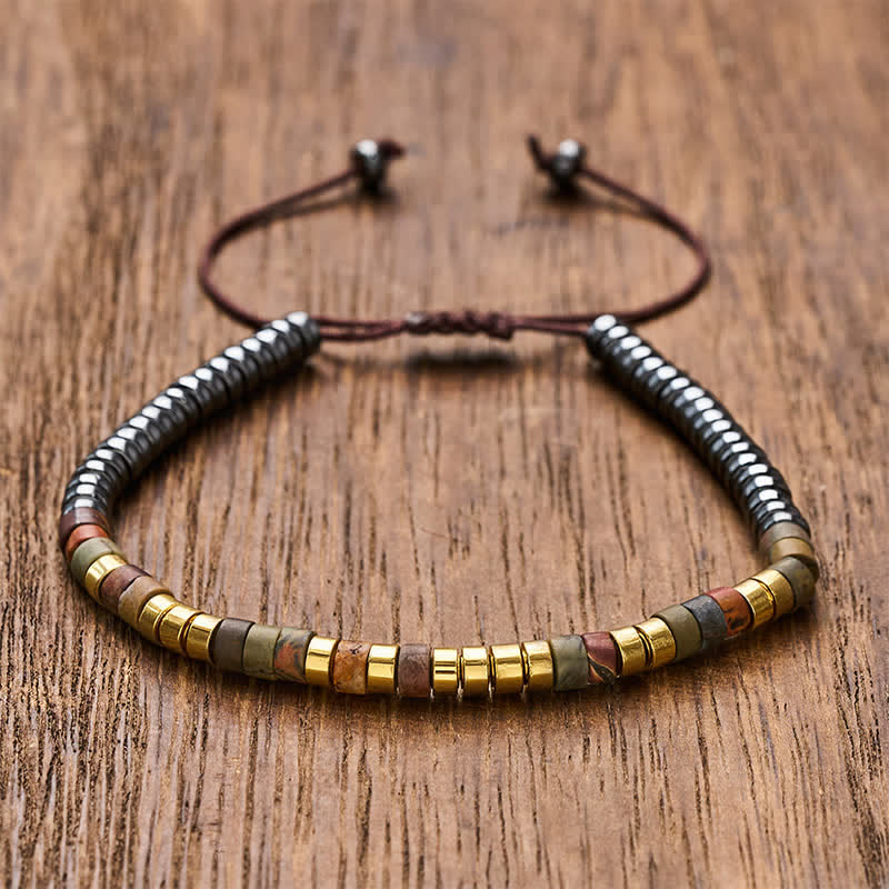 Buddha Stones Armband met krachtige hematietkralen - Goud - image 8