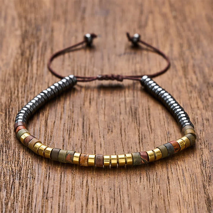 Buddha Stones Armband met krachtige hematietkralen - Goud - image 8