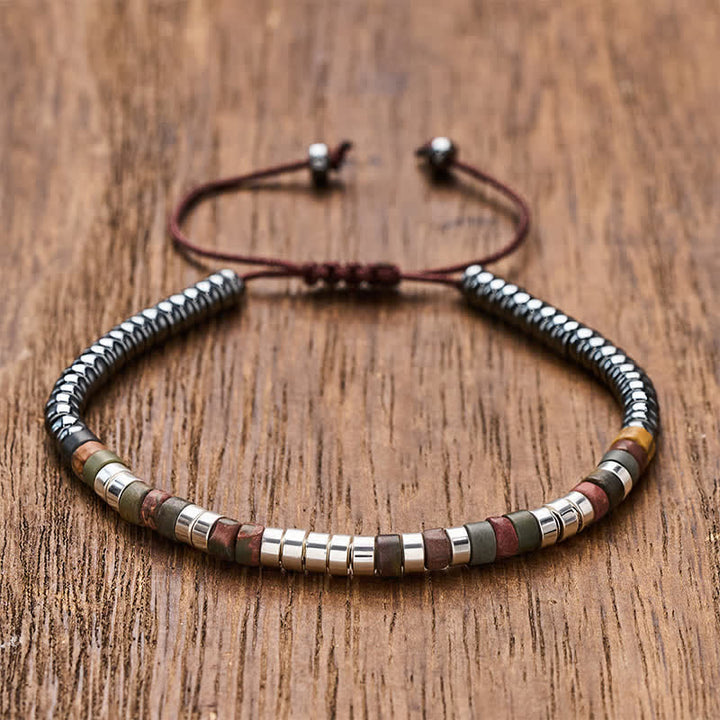 Buddha Stones Armband met krachtige hematietkralen - Zilver - image 0