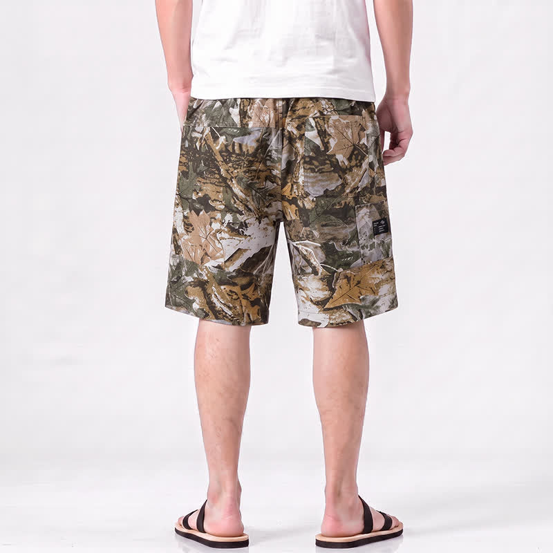 Buddha Stones Zomerse, casual, sportieve herenshorts met trekkoord, camouflageprint en Zakken , gemaakt van katoen en ramie. - image 1