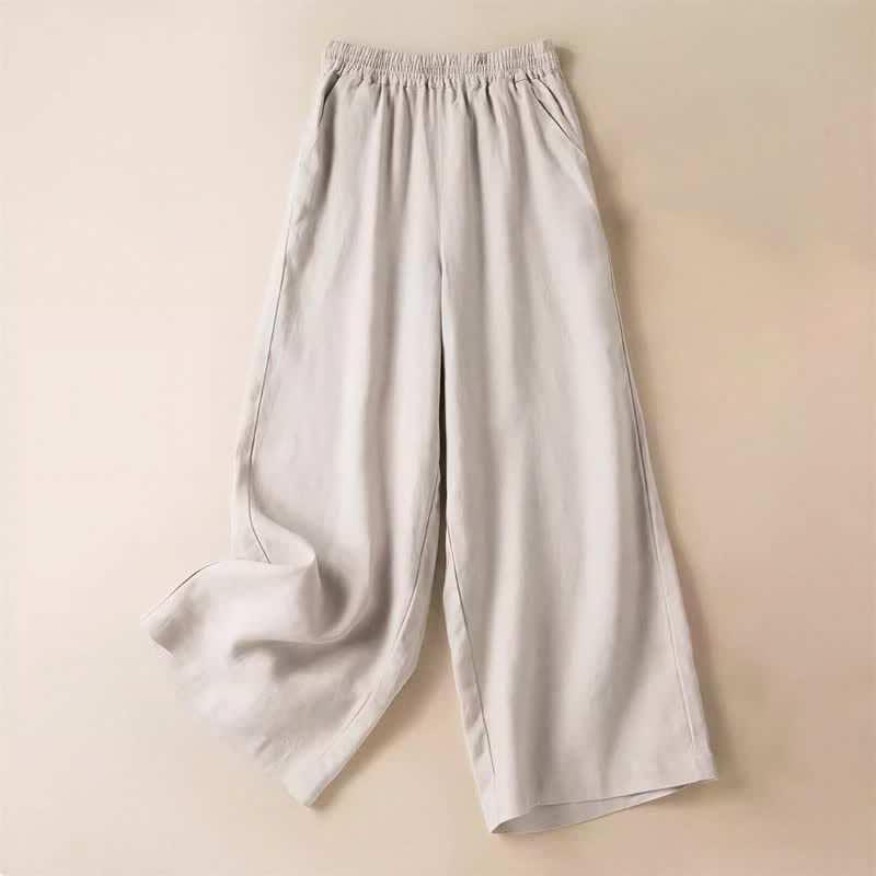 Casual damesbroek met wijde pijpen en Zakken , effen kleur, met Buddha Stones . - Beige - US12, UK/AU16, EU44 (3XL) - image 19
