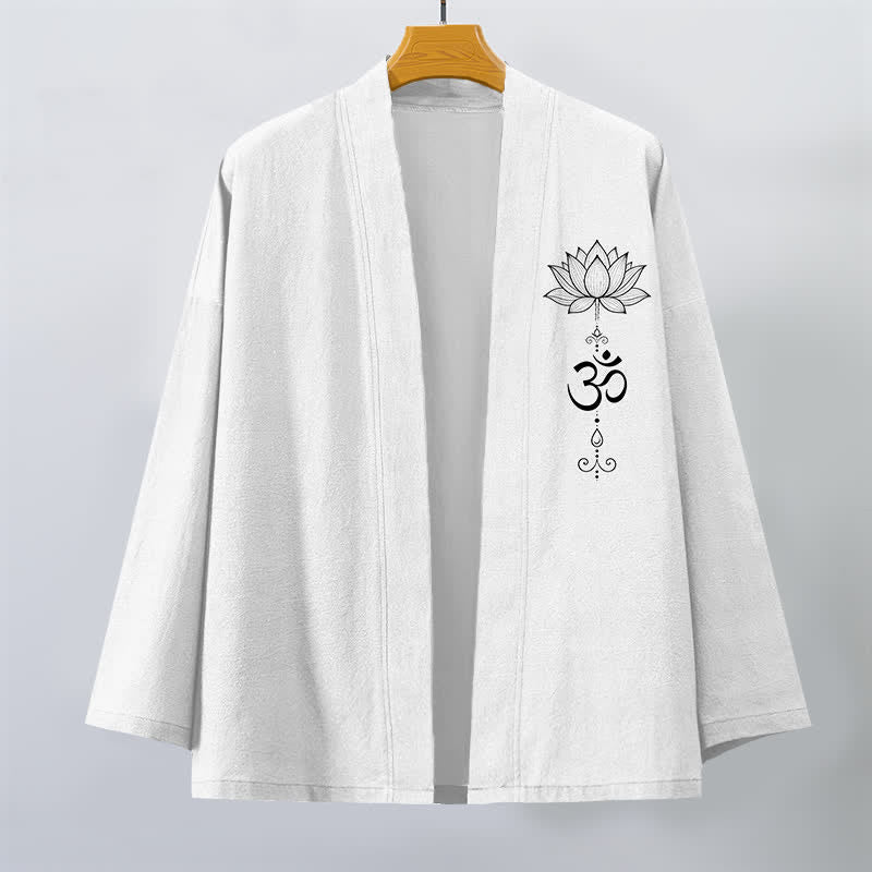 Buddha Stones Katoenen kimono met open voorkant en Zen-lotuspatroon voor heren - image 10
