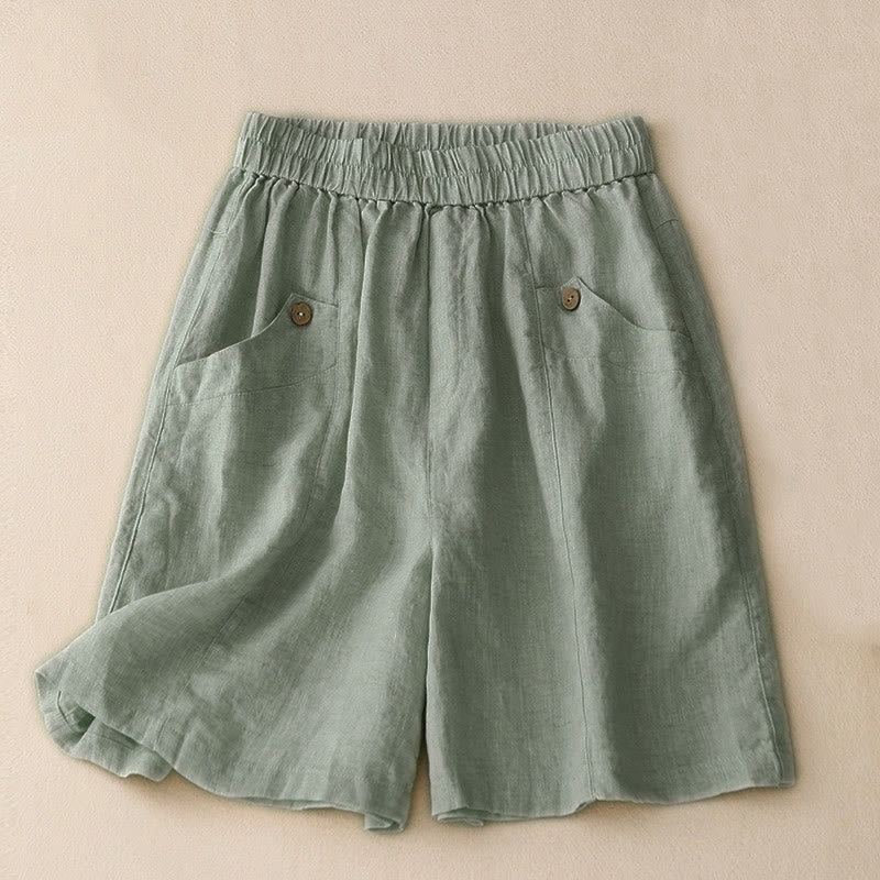Buddha Stones Zomerse casual damesshorts met Zakken , effen van kleur. - Poederblauw - US8-10，UK/AU12-14，EU40-42 (2XL) - image 0