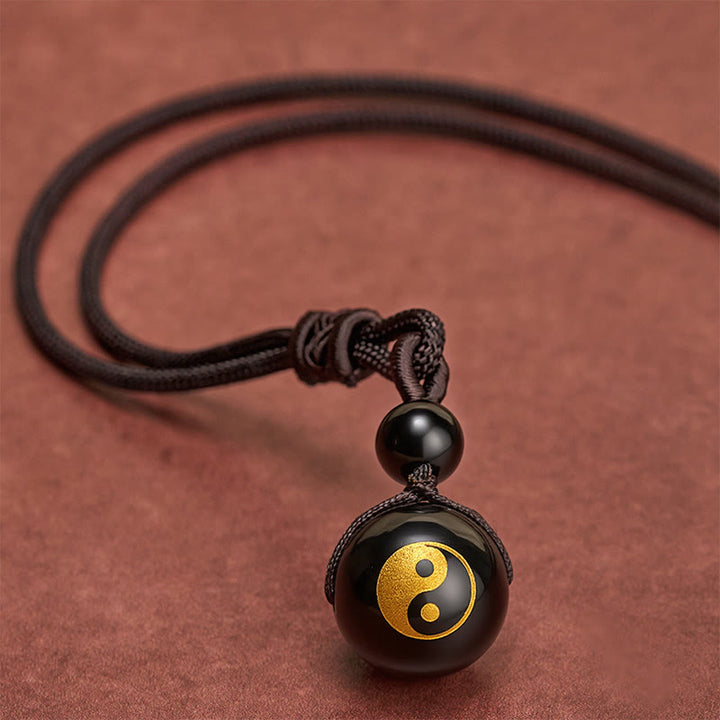 Buddha Stones Zwarte obsidiaan hanger voor zuivering, symbool van Yin Yang - image 8