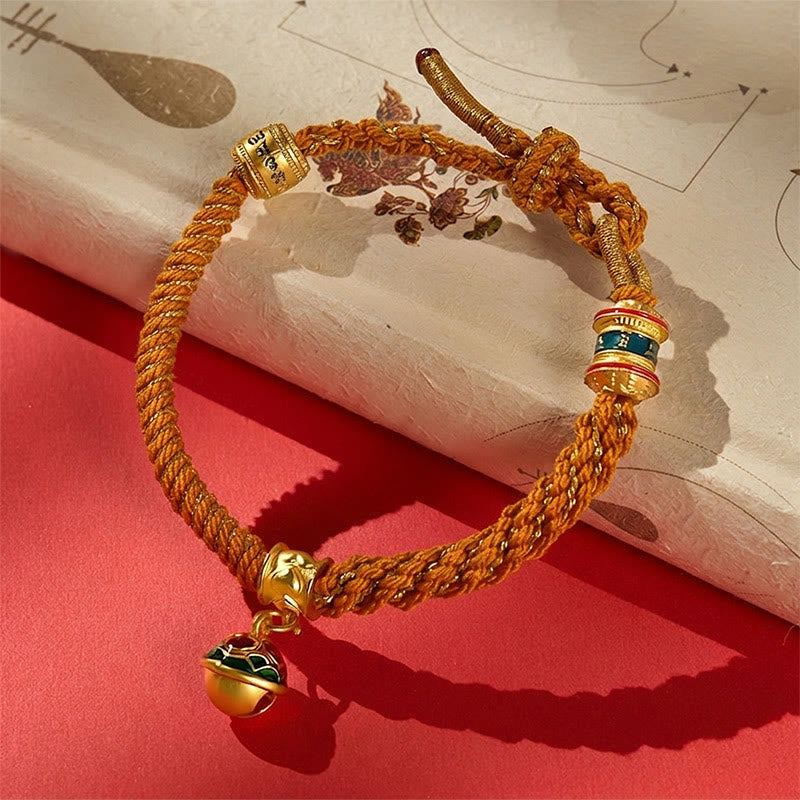 Buddha Stones Koperen emaille bel wijsheid Tibetaanse Armband - Lichtgeel (Polsomtrek: 15–18 cm) - image 12