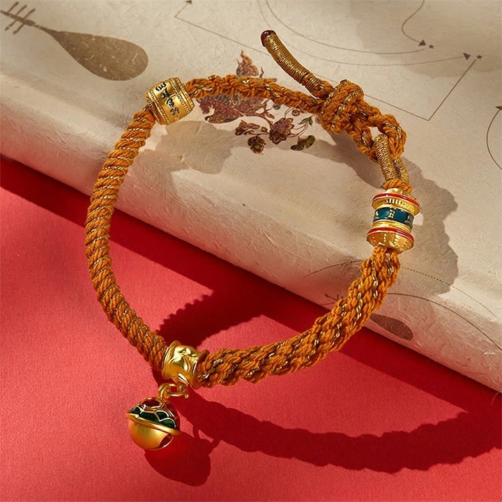 Buddha Stones Koperen emaille bel wijsheid Tibetaanse Armband - Lichtgeel (Polsomtrek: 15–18 cm) - image 12