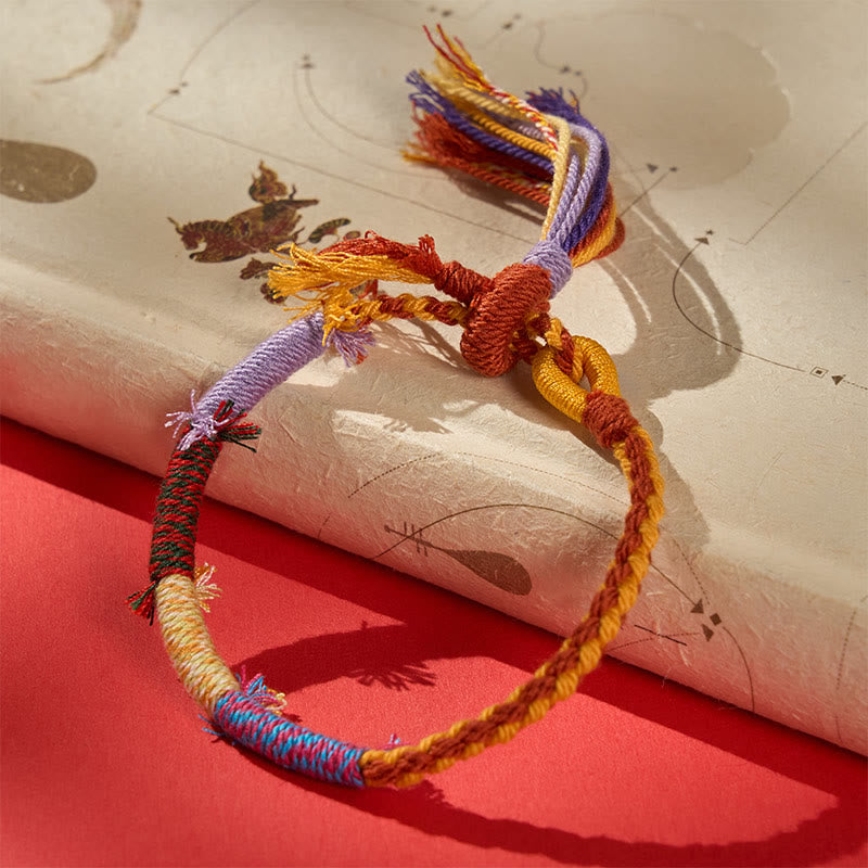 Buddha Stones Verstelbare Armband met kwastjes in retro boho-stijl van katoenen touw. - image 1