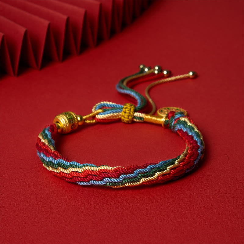Buddha Stones Veelkleurige touwenergie emaille Om Mani Padme Hum Armband - image 1