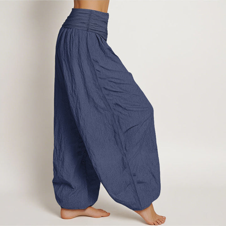 Buddha Stones Harembroek voor dames met elastische Taille en Yin Yang-zonpatroon van 100% Cotton - image 6