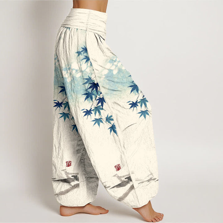 Buddha Stones Dames harembroek met elastische Taille en esdoornbladmotief - image 6