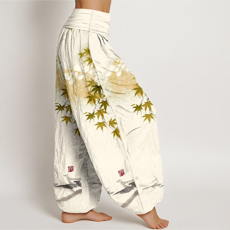 Buddha Stones Dames harembroek met elastische Taille en esdoornbladmotief - image 9