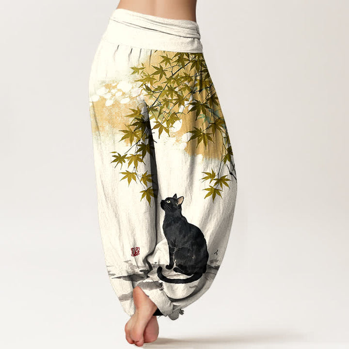 Buddha Stones Dames harembroek met elastische Taille en esdoornbladmotief - image 10