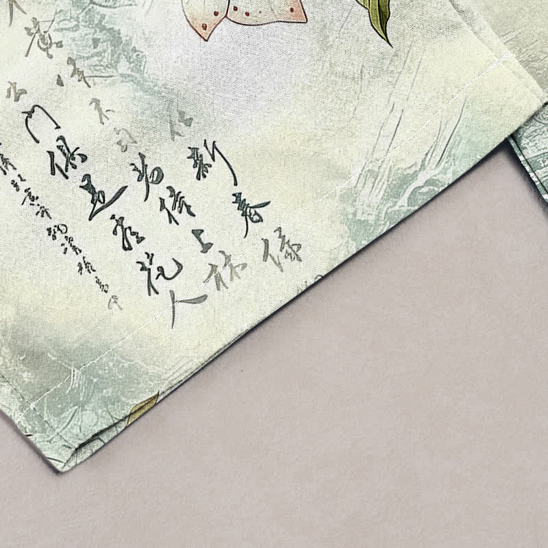 Buddha Stones Damesbroek van 100% Cotton met oosters citrus- en vlinderpatroon, elastische Taille en Zakken. - image 1