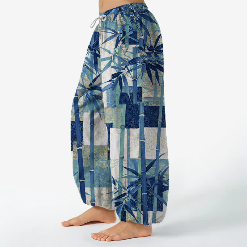 Buddha Stones Dames harembroek met elastische Taille en Zakken , patchworkpatroon van katoen en bamboe. - image 8