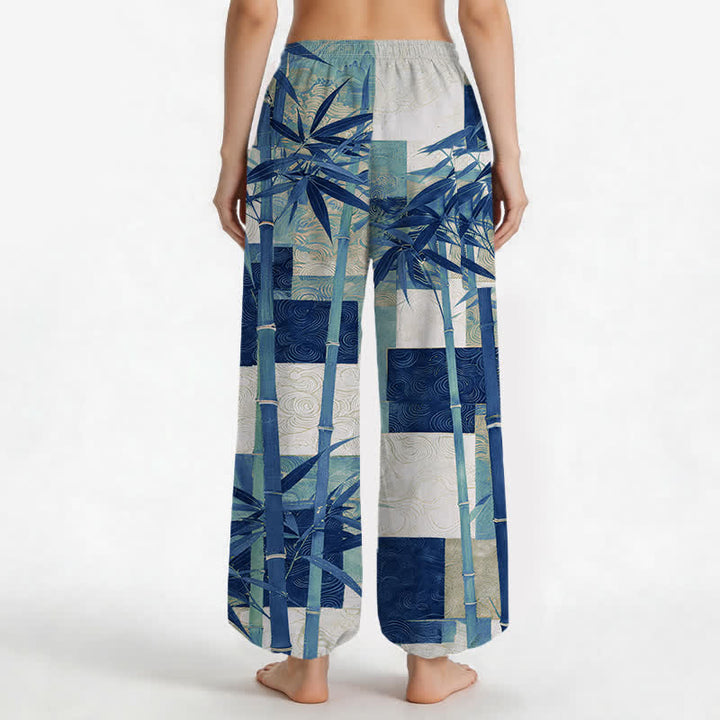 Buddha Stones Dames harembroek met elastische Taille en Zakken , patchworkpatroon van katoen en bamboe. - image 9