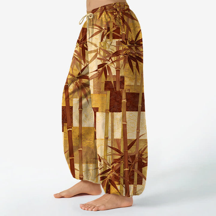 Buddha Stones Dames harembroek met elastische Taille en Zakken , patchworkpatroon van katoen en bamboe. - image 11