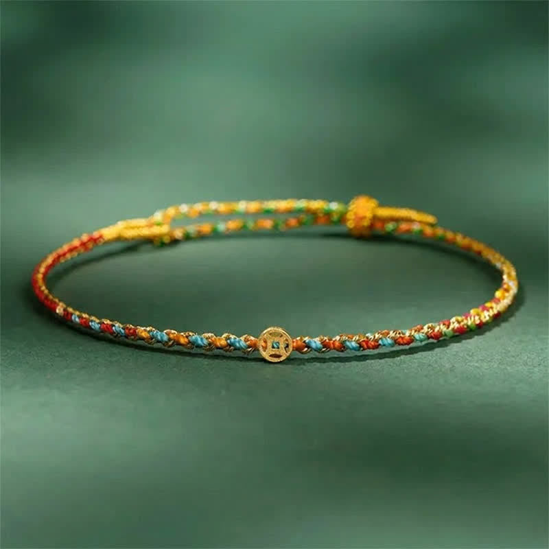 Buddha Stones Handgeweven dunne, kleurrijke koord Armband - 4,7–7,5 inch (12–19 cm) - image 0