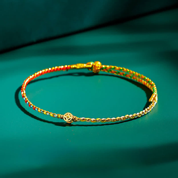 Buddha Stones Handgeweven dunne, kleurrijke koord Armband - image 1