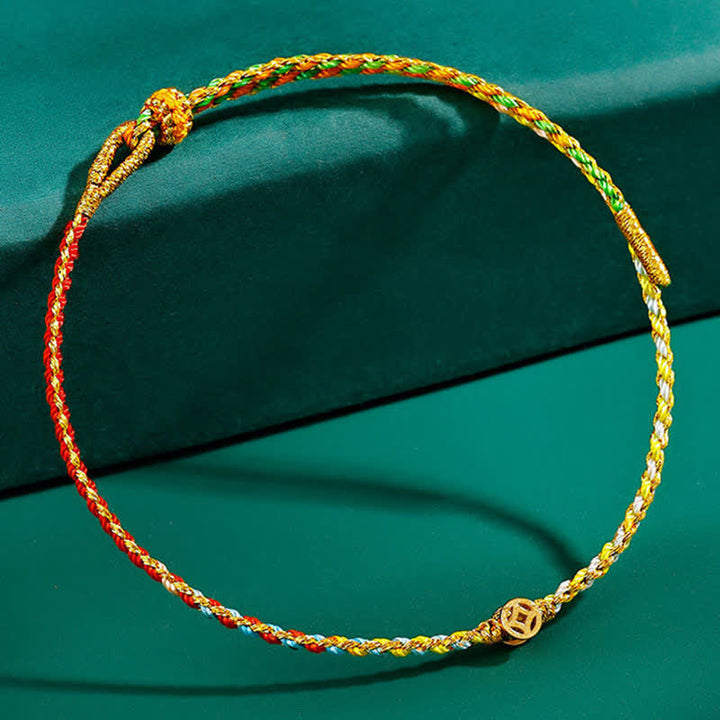 Buddha Stones Handgeweven dunne, kleurrijke koord Armband - image 2