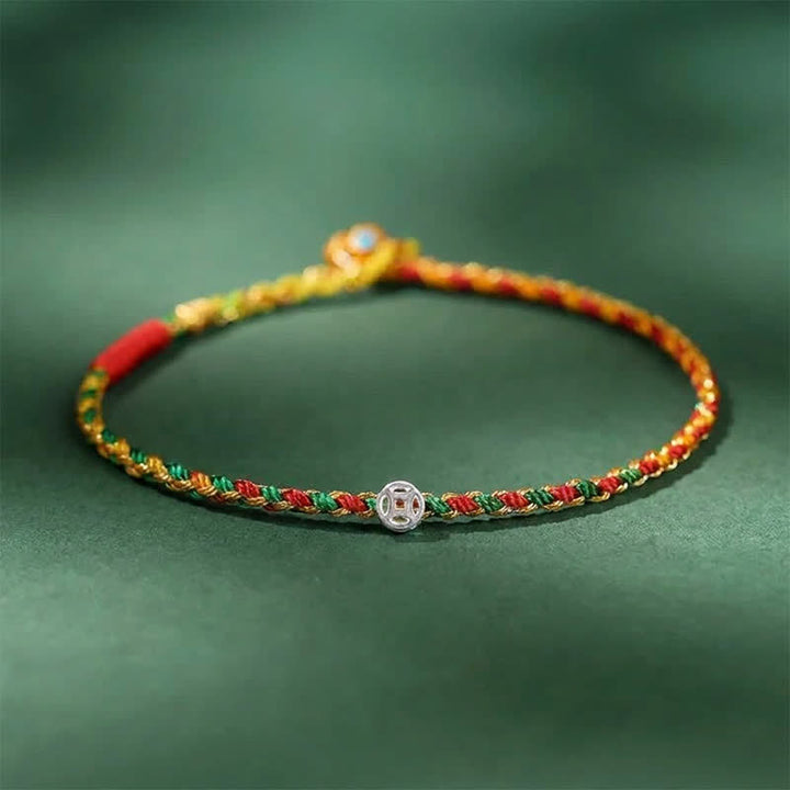 Buddha Stones 925 Sterling Zilveren Kleurrijke Gevlochten Armband - Geelgroen - 7,1–7,5 inch (18–19 cm) - image 0