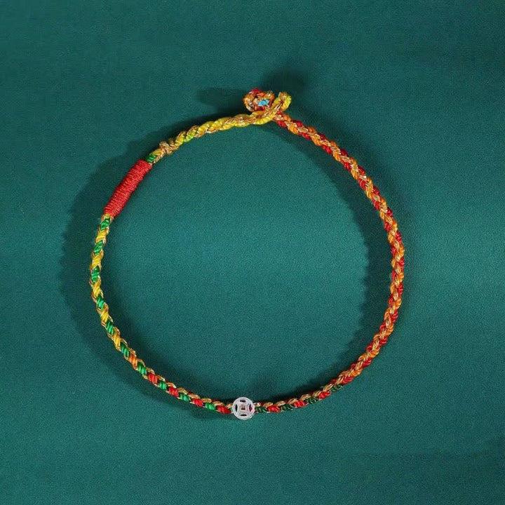 Buddha Stones 925 Sterling Zilveren Kleurrijke Gevlochten Armband - image 1