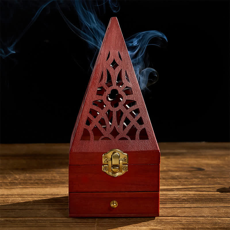 Buddha Stones , vierkante houten rituele doos voor het reinigen en gebruiken van Wierook . - image 1
