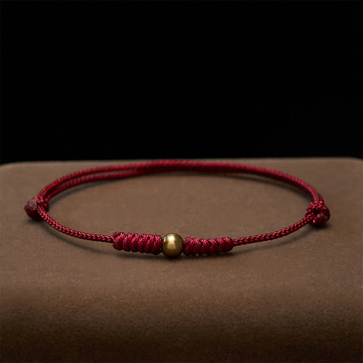 Buddha Stones Rode koord Armband met koperen kralen - image 3