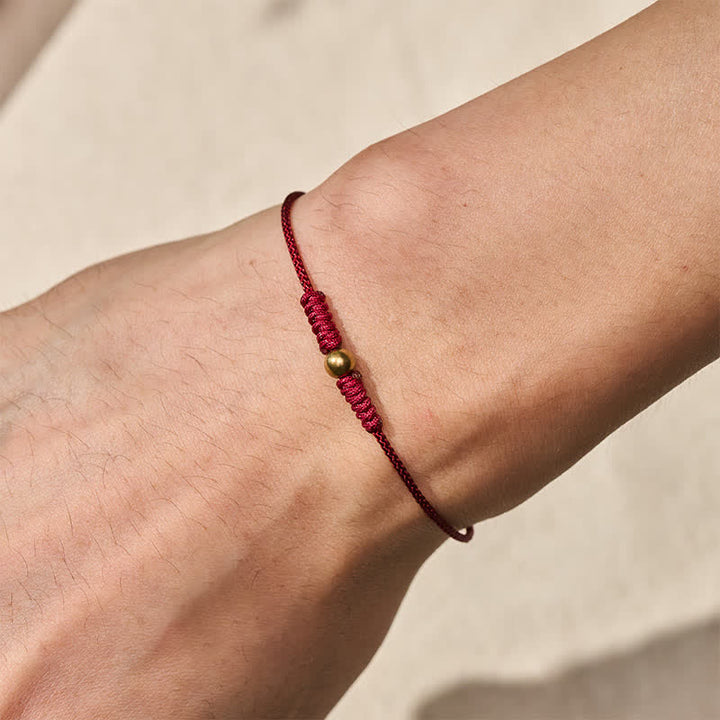 Buddha Stones Rode koord Armband met koperen kralen - image 4