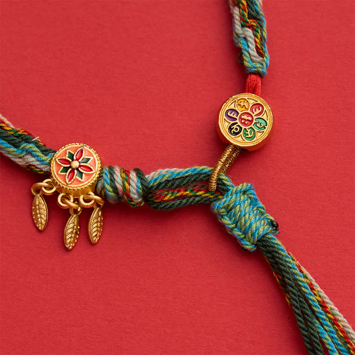 Buddha Stones Etnische stijl vijfkleurige rode koord Armband - image 4