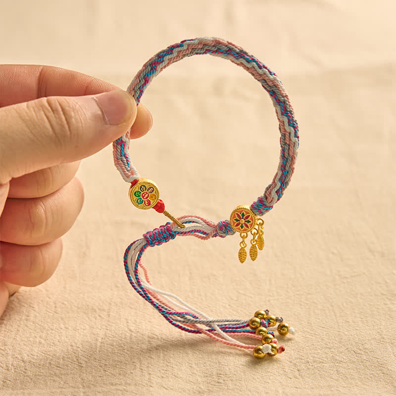 Buddha Stones Etnische stijl vijfkleurige rode koord Armband - image 12