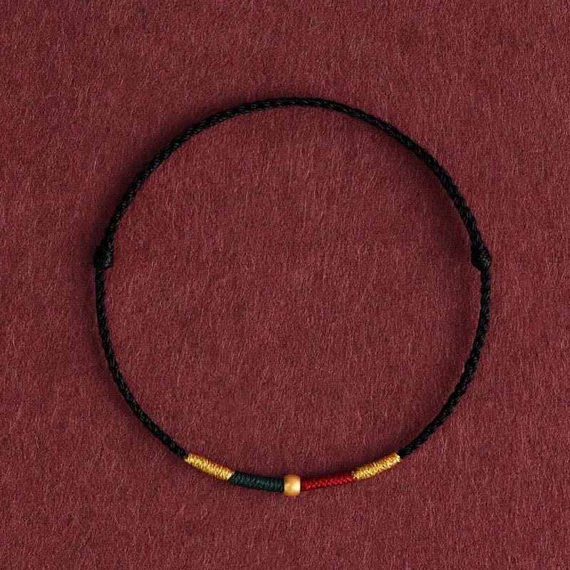 Buddha Stones Armband met koperen kralen en rood koord ter bescherming. - Zwart (Polsomtrek: 15–17 cm) - image 5