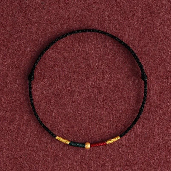 Buddha Stones Armband met koperen kralen en rood koord ter bescherming. - Zwart (Polsomtrek: 15–17 cm) - image 5