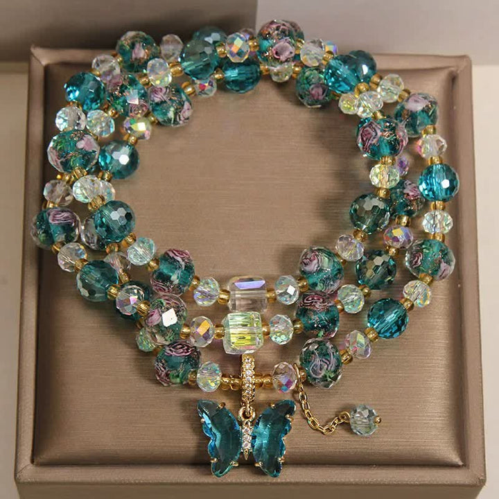 Buddha Stones Liuli glazen kralen vlinder transformatie drievoudige Armband - image 1
