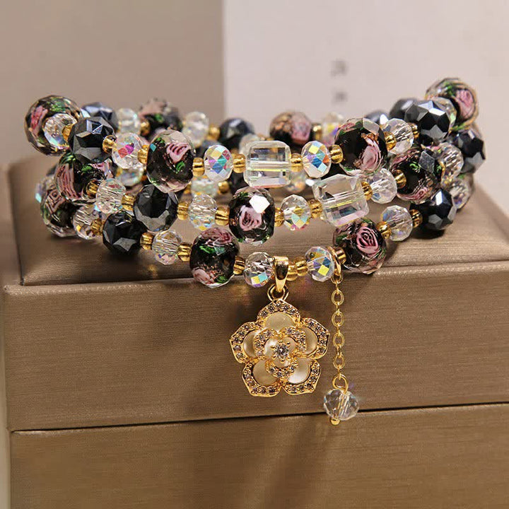 Buddha Stones Zwarte Liu Li glazen kralen camelia bedeltje Harmonic Connection Armband - image 8