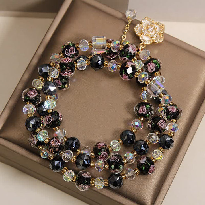 Buddha Stones Zwarte Liu Li glazen kralen camelia bedeltje Harmonic Connection Armband - image 2