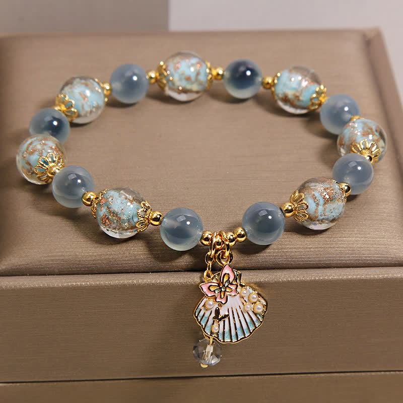 Buddha Stones Candy Agaat Liuli glazen kralen, schelp, vlinder bedeltje Armband - image 1