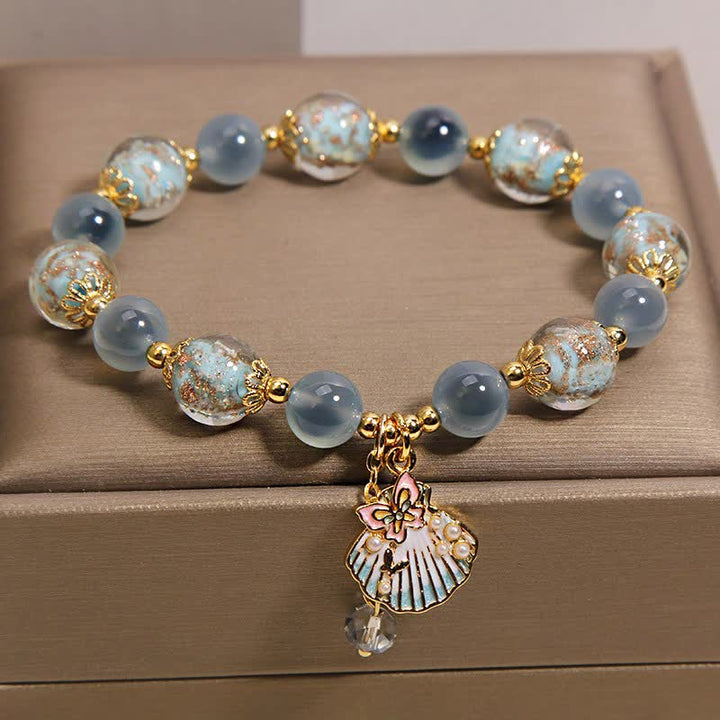 Buddha Stones Candy Agaat Liuli glazen kralen, schelp, vlinder bedeltje Armband - image 1