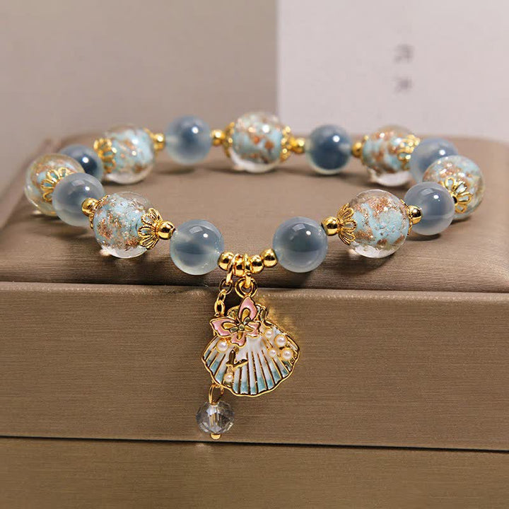 Buddha Stones Candy Agaat Liuli glazen kralen, schelp, vlinder bedeltje Armband - image 9